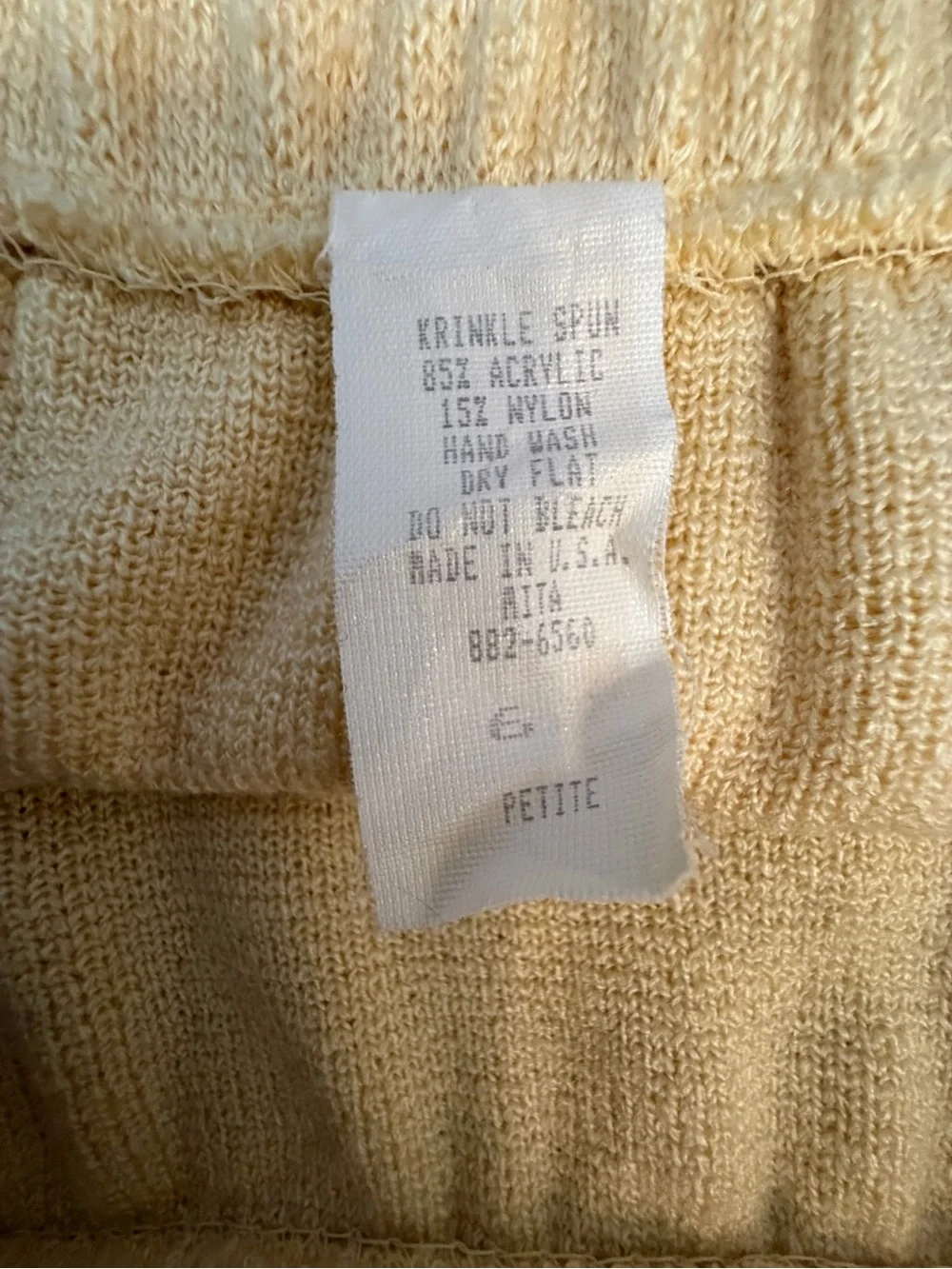 Vintage Butter Yellow Elastic-Waist Knit Skirt Size 6 P Fall Soft Girl Stretch